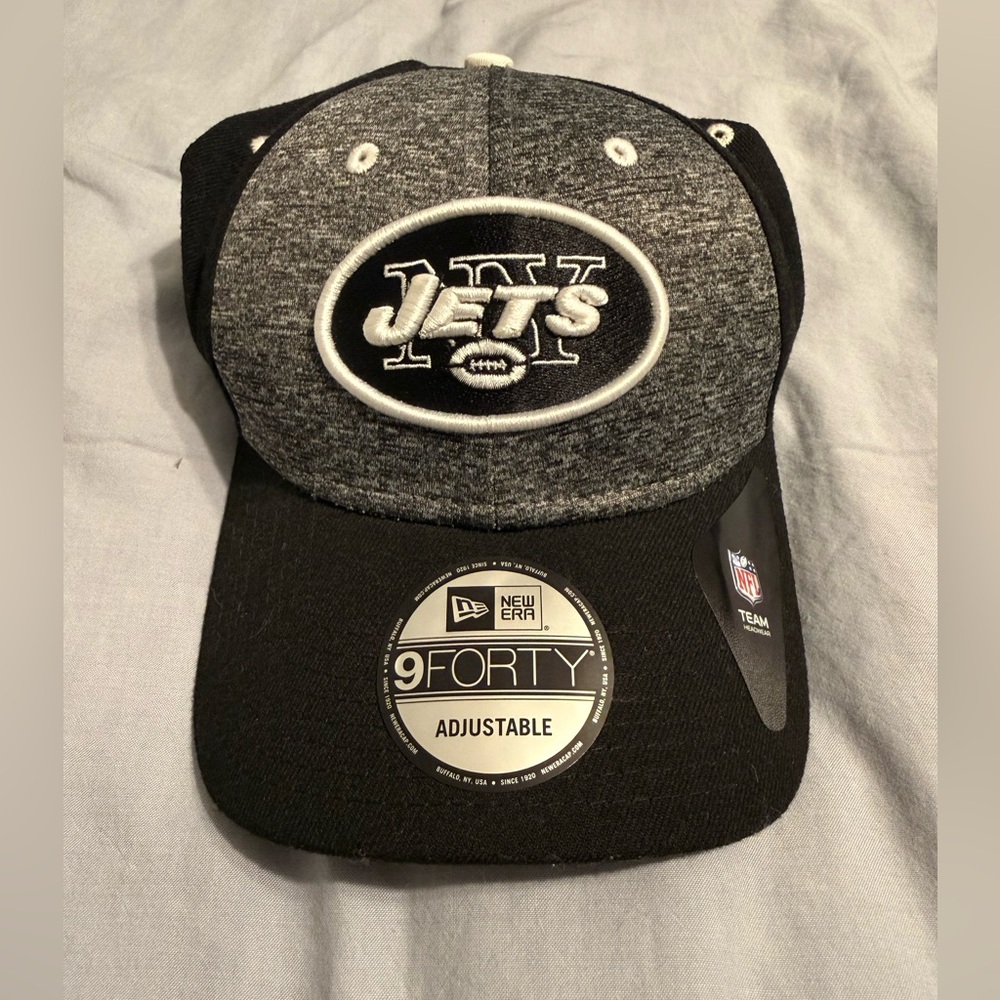 New Era Black and Gray New York Jets Adjustable Hat